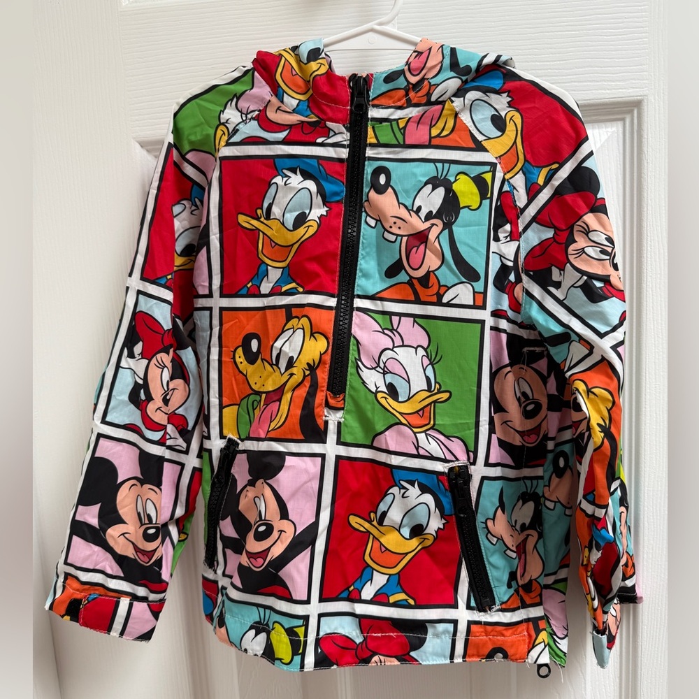 Disney Mickey and Friends packable hooded rain jacket for kids, size 4
